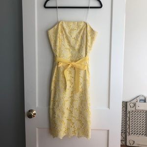 Lilly Pulitzer yellow lace strapless midi dress